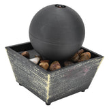 3V USB Indoor Tabletop Ball Fountain with LED Light and Stone Desktop Fountain for Home Office Decor