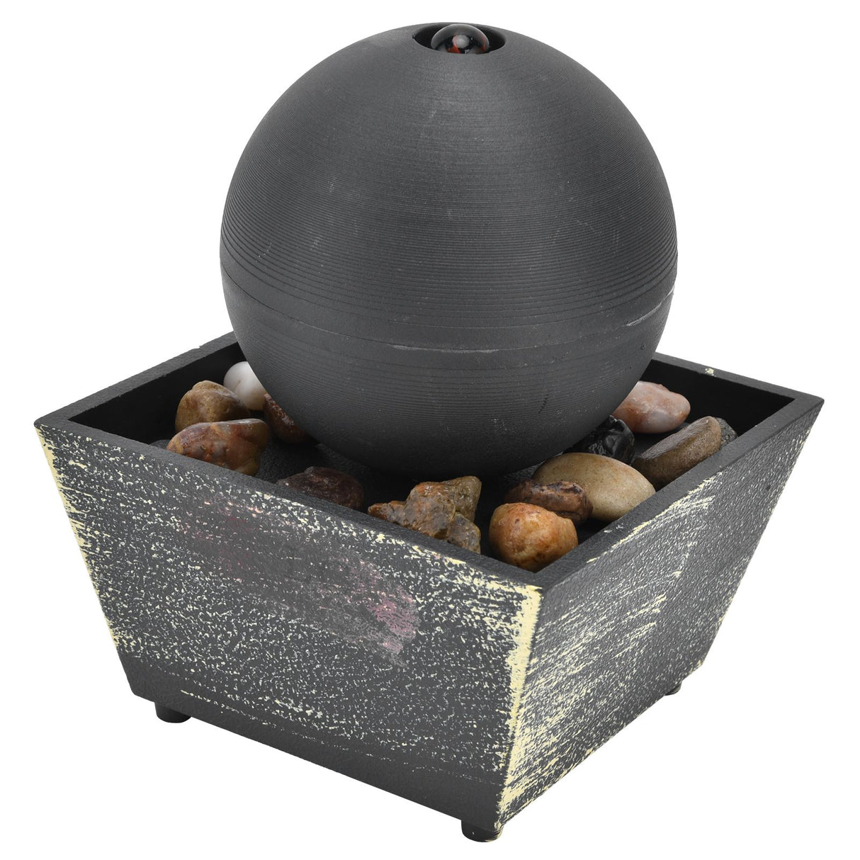 3V USB Indoor Tabletop Ball Fountain with LED Light and Stone Desktop Fountain for Home Office Decor