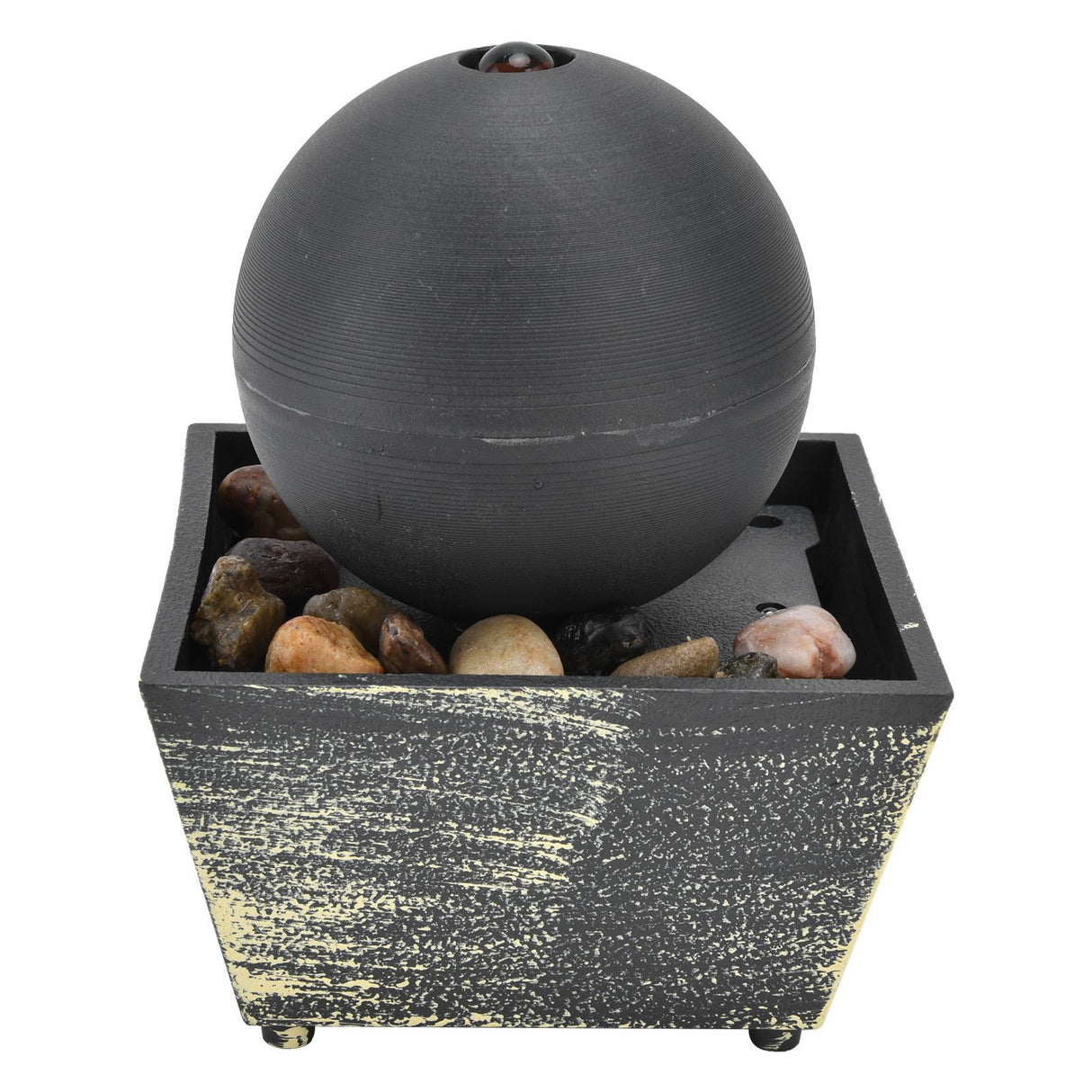 3V USB Indoor Tabletop Ball Fountain with LED Light and Stone Desktop Fountain for Home Office Decor