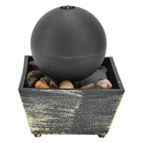 3V USB Indoor Tabletop Ball Fountain with LED Light and Stone Desktop Fountain for Home Office Decor - Top-Down View