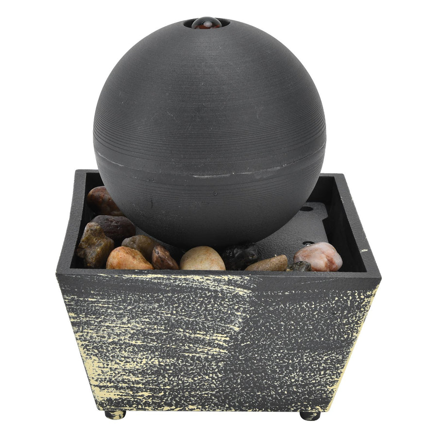 3V USB Indoor Tabletop Ball Fountain with LED Light and Stone Desktop Fountain for Home Office Decor