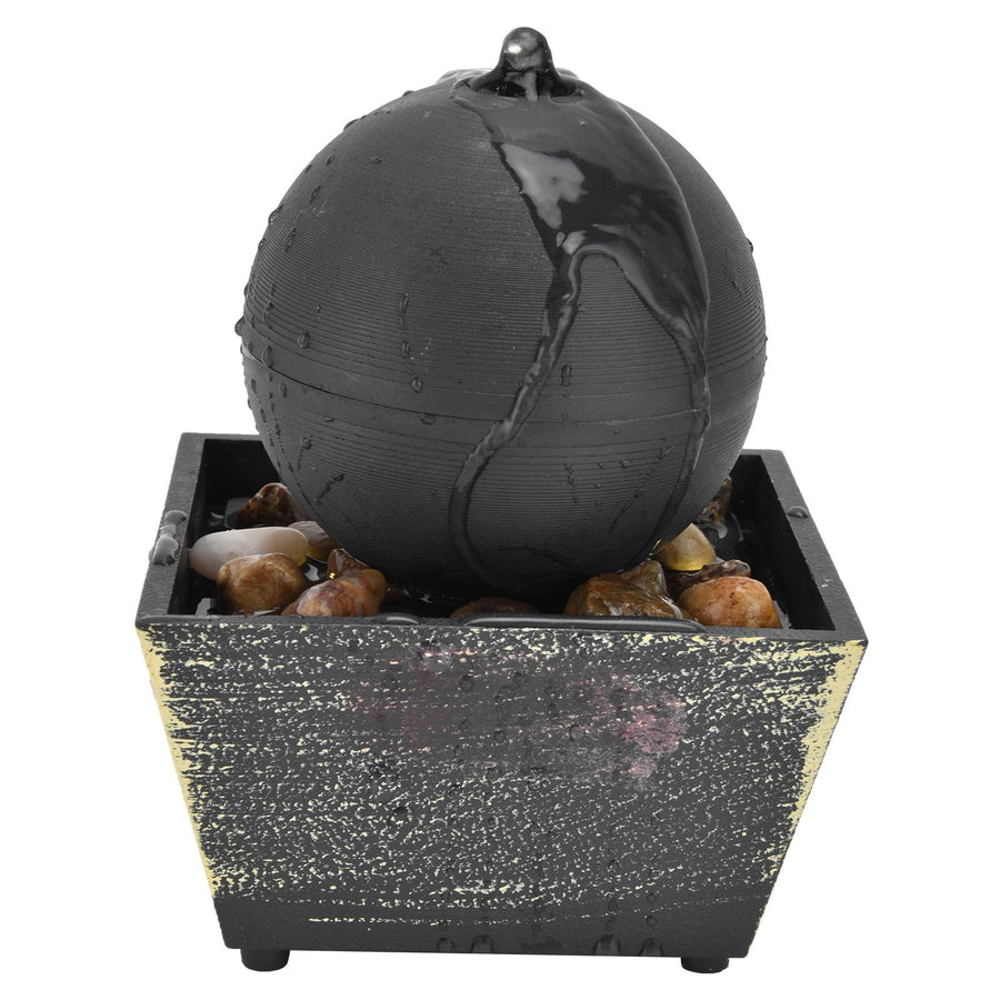 3V USB Indoor Tabletop Ball Fountain with LED Light and Stone Desktop Fountain for Home Office Decor