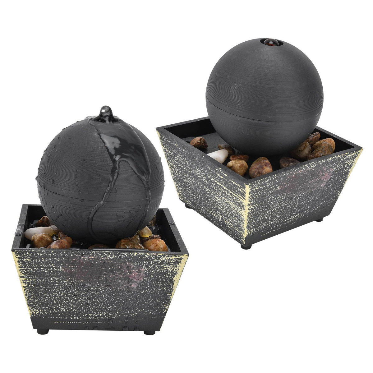 3V USB Indoor Tabletop Ball Fountain with LED Light and Stone Desktop Fountain for Home Office Decor