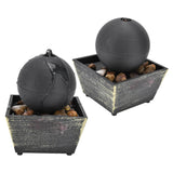 3V USB Indoor Tabletop Ball Fountain with LED Light and Stone Desktop Fountain for Home Office Decor - Close-Up Angle
