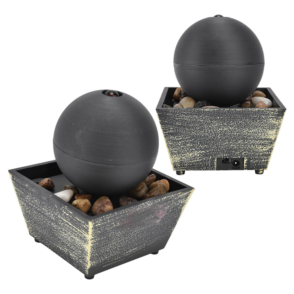 3V USB Indoor Tabletop Ball Fountain with LED Light and Stone Desktop Fountain for Home Office Decor