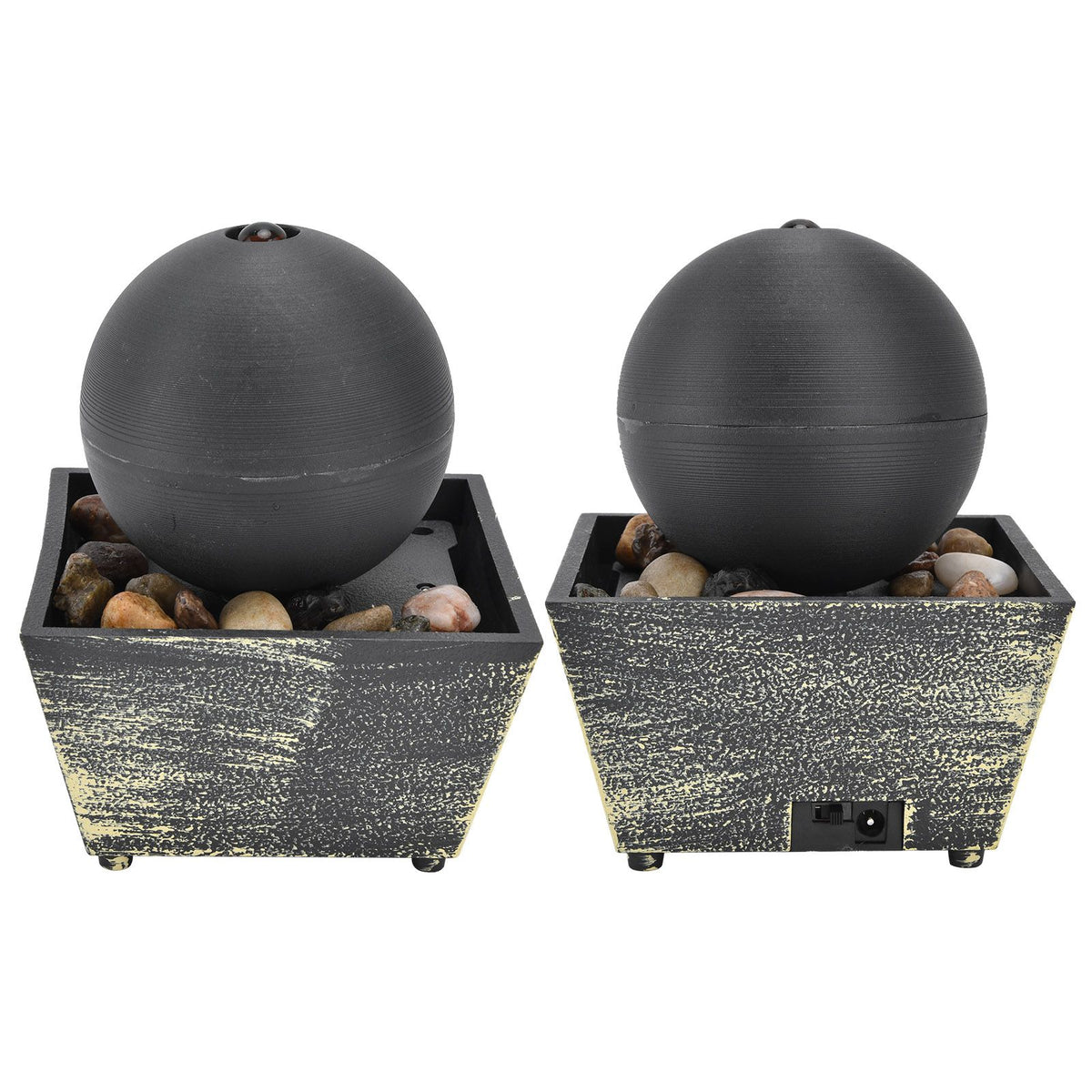 3V USB Indoor Tabletop Ball Fountain with LED Light and Stone Desktop Fountain for Home Office Decor