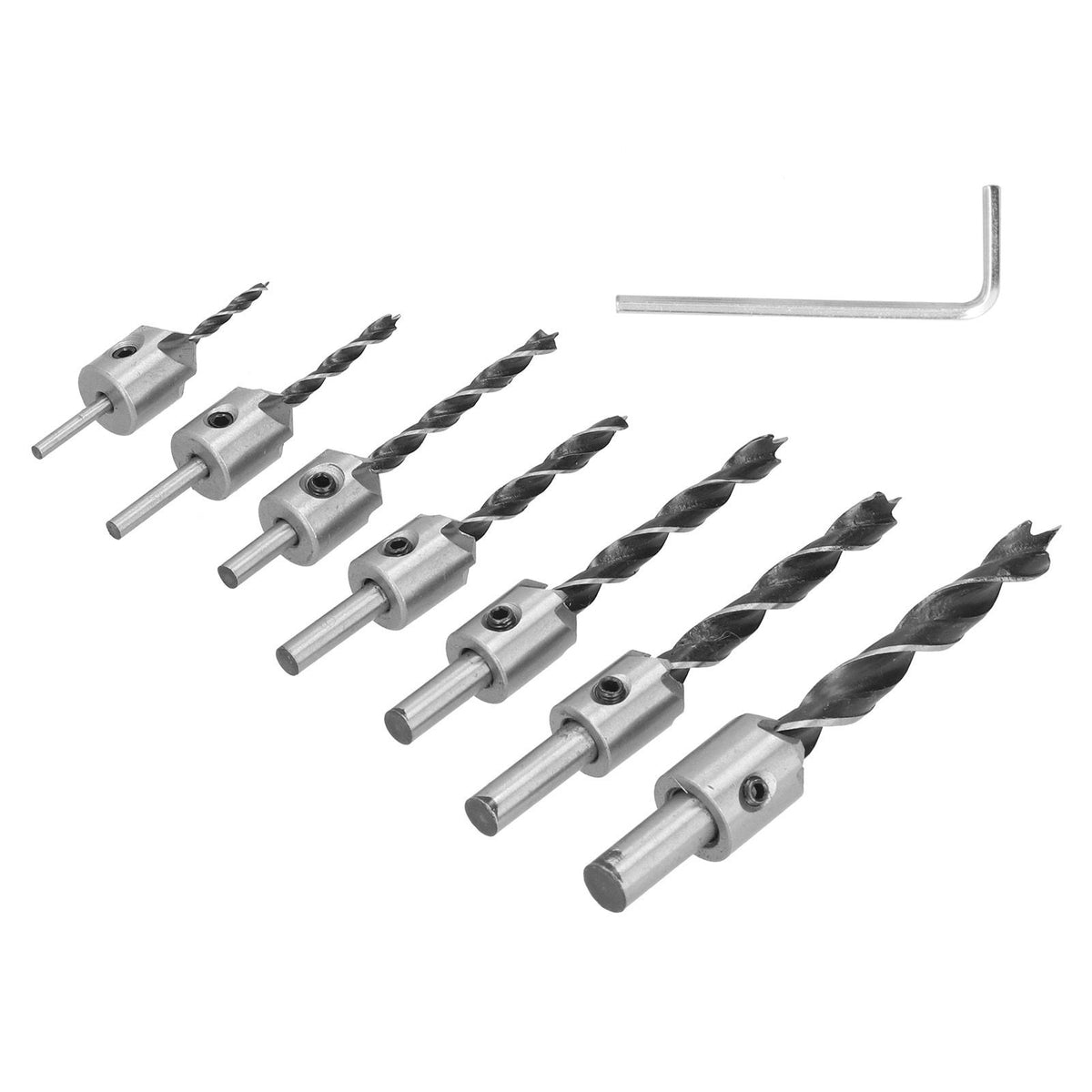 7Pcs Countersink Drill Bits Set Woodworking High Speed Steel Counter Sinker Drill Bit for Carpentry