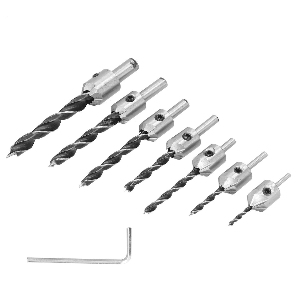 7Pcs Countersink Drill Bits Set Woodworking High Speed Steel Counter Sinker Drill Bit for Carpentry