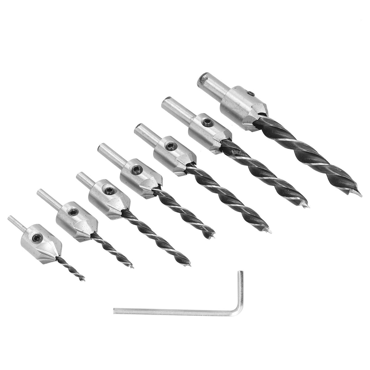 7Pcs Countersink Drill Bits Set Woodworking High Speed Steel Counter Sinker Drill Bit for Carpentry