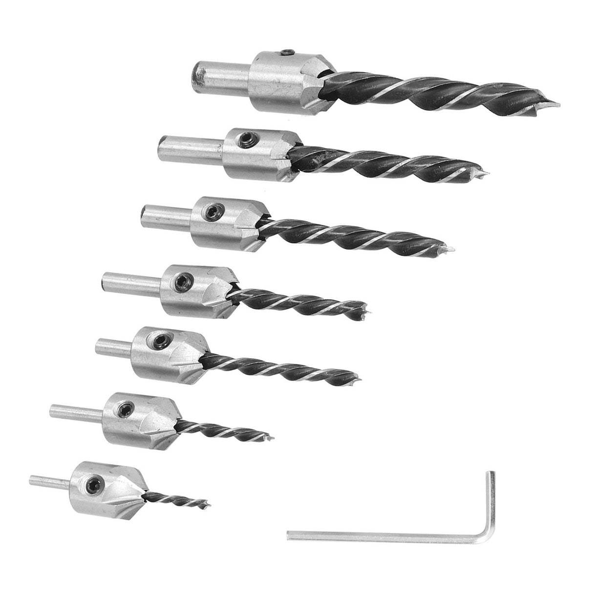 7Pcs Countersink Drill Bits Set Woodworking High Speed Steel Counter Sinker Drill Bit for Carpentry