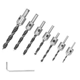 7Pcs Countersink Drill Bits Set Woodworking High Speed Steel Counter Sinker Drill Bit for Carpentry