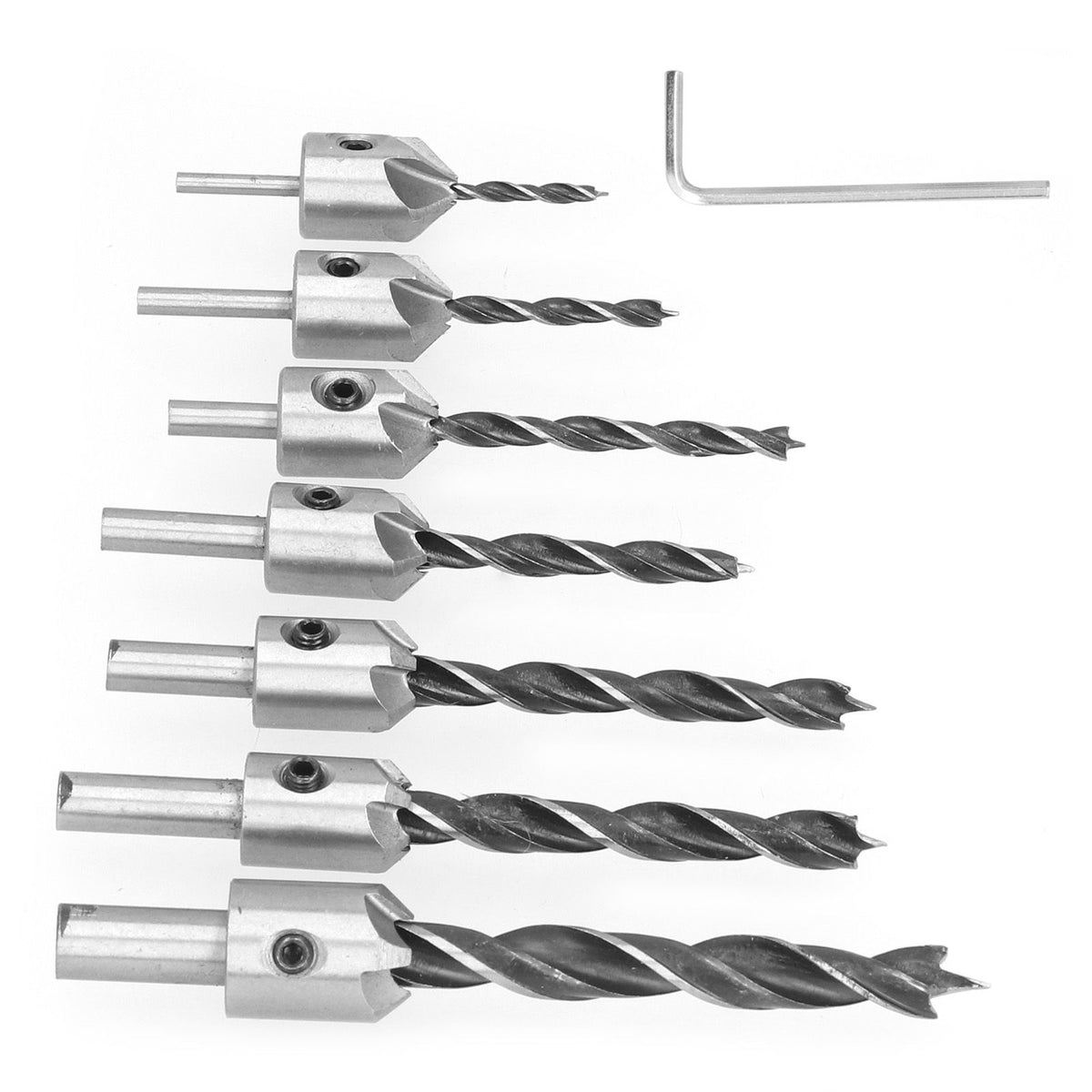 7Pcs Countersink Drill Bits Set Woodworking High Speed Steel Counter Sinker Drill Bit for Carpentry