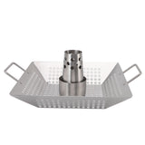 Beer Can Chicken Pan Food Grade Stainless Steel Beer Can Chicken Roaster Stand Holder with 2 Handle for Grill and Smoker - Front View