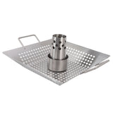 Beer Can Chicken Pan Food Grade Stainless Steel Beer Can Chicken Roaster Stand Holder with 2 Handle for Grill and Smoker - 45-Degree Angle