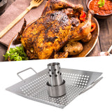 Beer Can Chicken Pan Food Grade Stainless Steel Beer Can Chicken Roaster Stand Holder with 2 Handle for Grill and Smoker - Extra Image