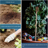 6PCS Electroculture Plant Stakes 12 Inch Natural Wood Stake Wrapped with Pure Copper Coil Gardening Antennas for Growing Garden Plants Vegetables