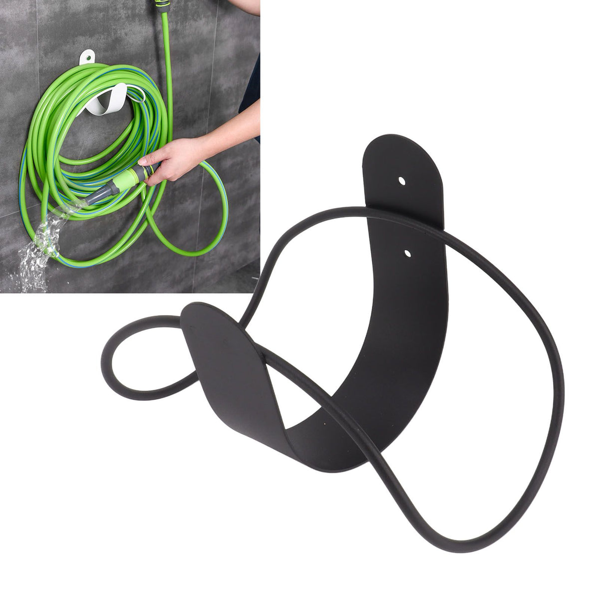 Stainless Steel Garden Hose Bracket Wall Mount Strong Load Bearing Garden Hose Storage Holder Easy To Install Hose Hanger Black