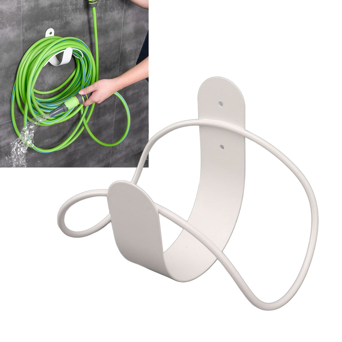 Stainless Steel Garden Hose Bracket Wall Mount Strong Load Bearing Garden Hose Storage Holder Easy To Install Hose Hanger White