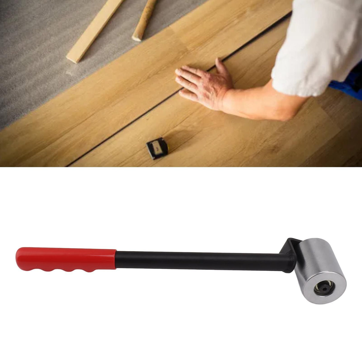 Wallpaper Seam Roller Iron Right Angle Straight Long Handle Smoothing Hand Pressure Roller Tool for PVC Plastic Roofing Decking Membrane