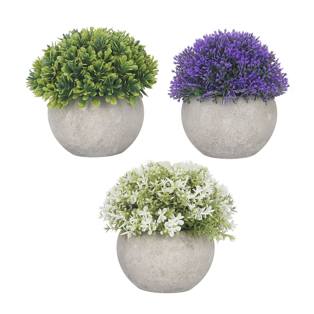 3PCS Artificial Potted Plant Fake Plants Realistic Round Base Long Lasting Easy Maintenance Simulated Decor for Home