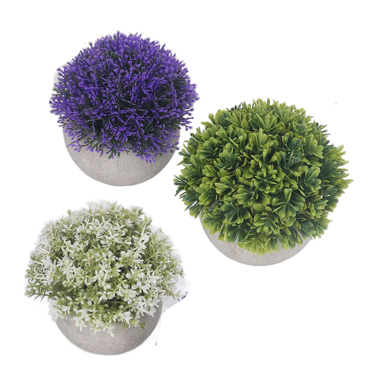 3PCS Artificial Potted Plant Fake Plants Realistic Round Base Long Lasting Easy Maintenance Simulated Decor for Home