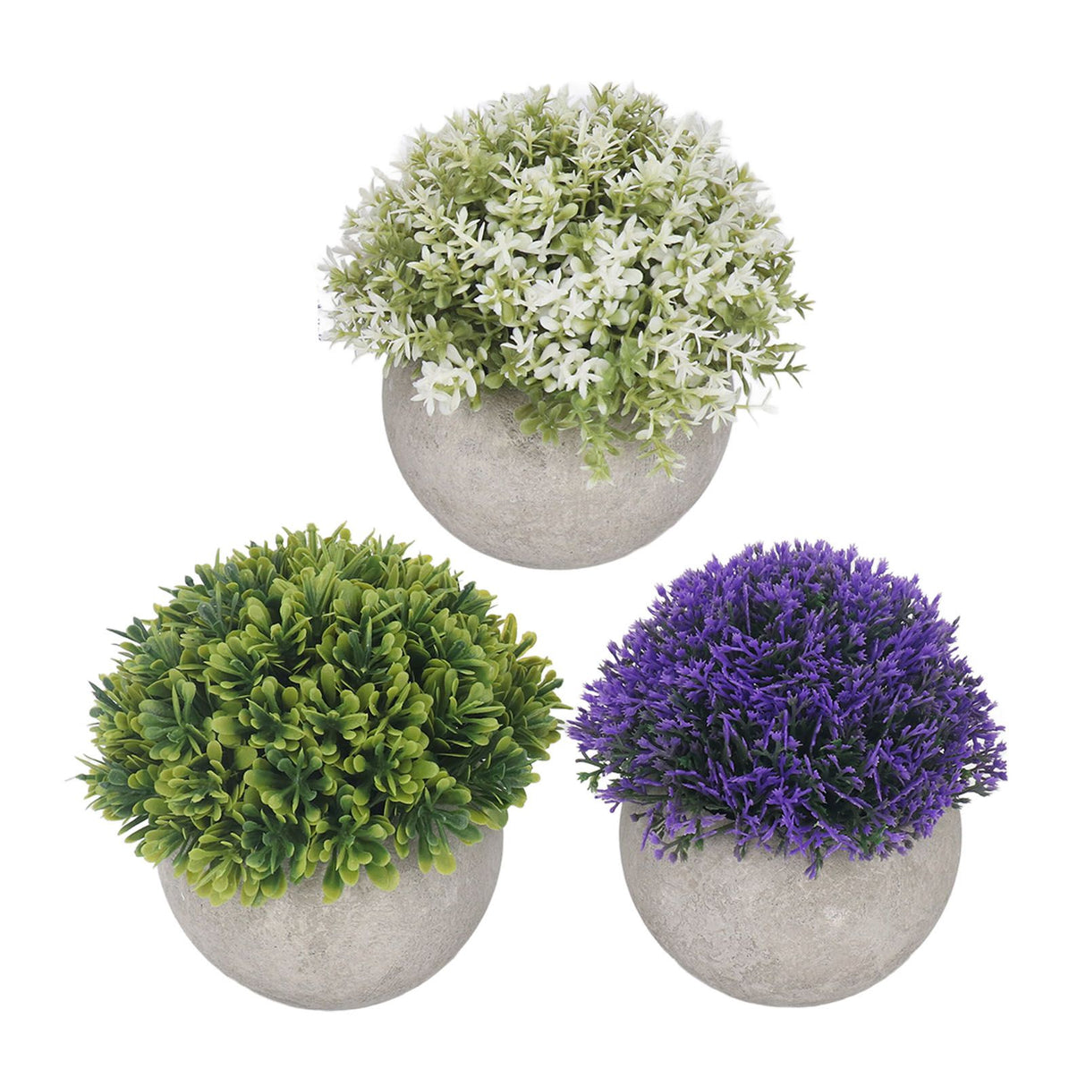 3PCS Artificial Potted Plant Fake Plants Realistic Round Base Long Lasting Easy Maintenance Simulated Decor for Home