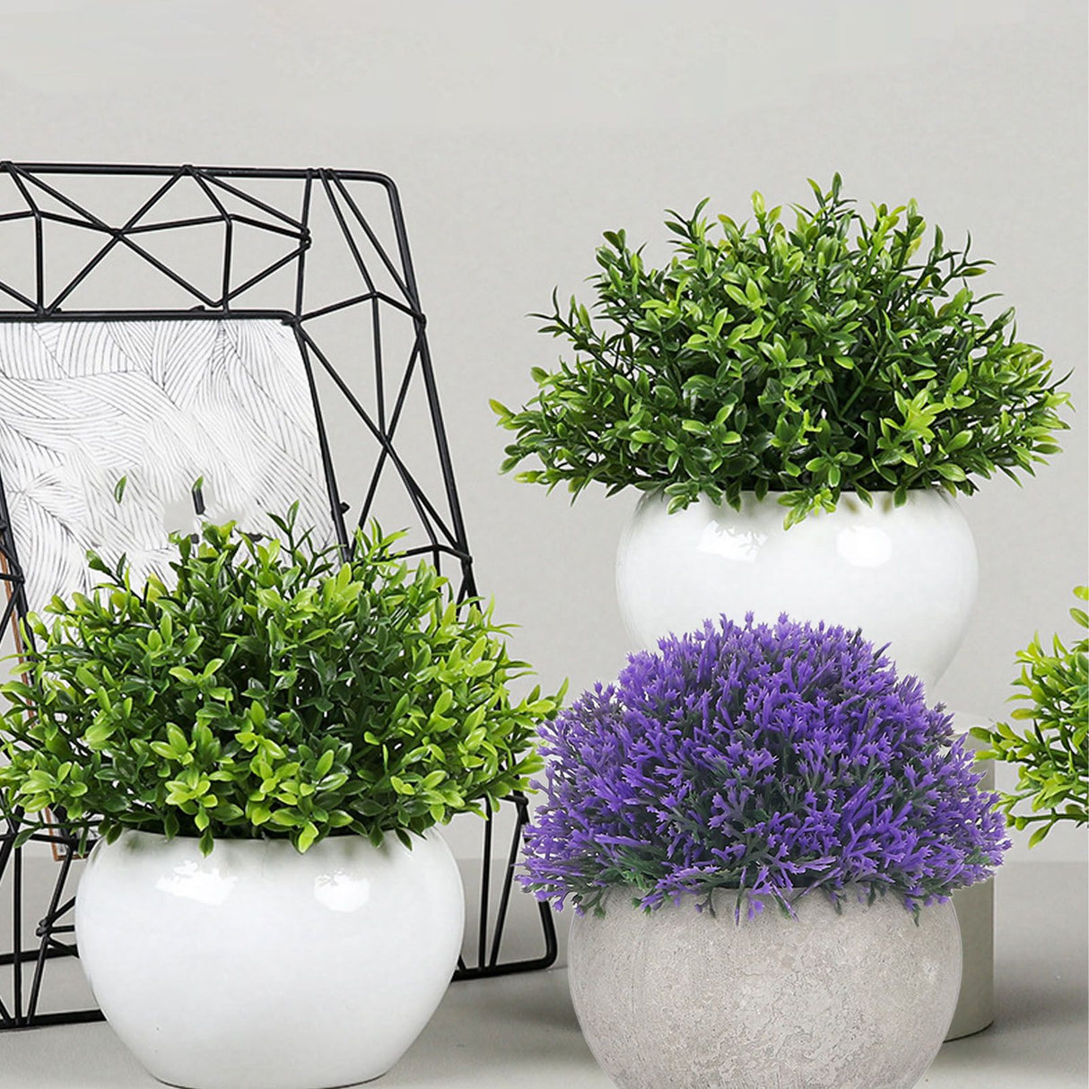 3PCS Artificial Potted Plant Fake Plants Realistic Round Base Long Lasting Easy Maintenance Simulated Decor for Home