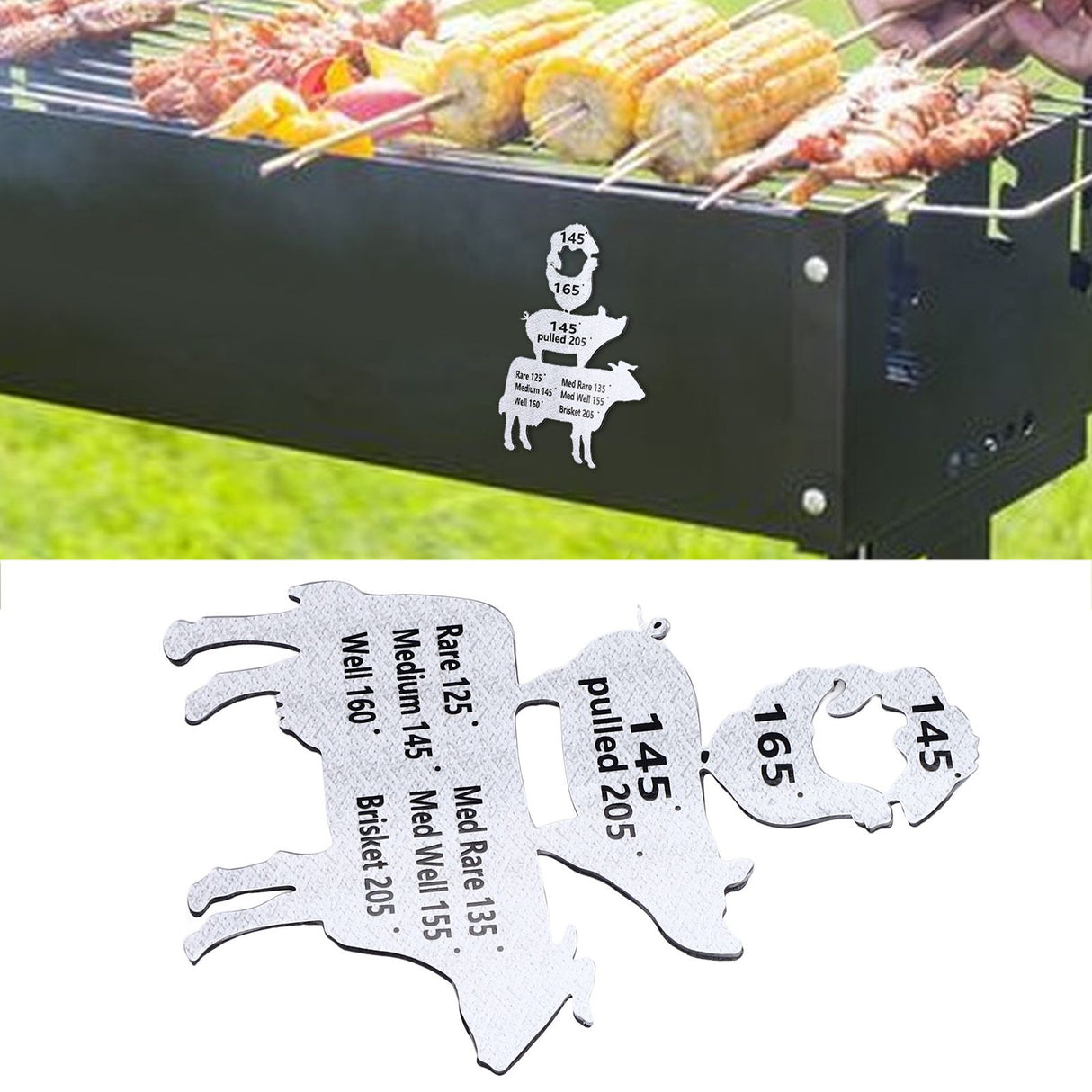 Meat Temperature Magnet Animal Internal Temperature Guide Acrylic Beef Pork Chicken Fish Grill Accessory for BBQ Cooking