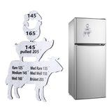 Meat Temperature Magnet Animal Internal Temperature Guide Acrylic Beef Pork Chicken Fish Grill Accessory for BBQ Cooking