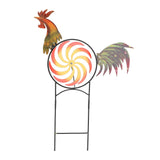 Rooster Wind Spinner Metal Iron Windmill Decorative Cock Wind Sculpture for Outdoor Farm Lawn Yard Patio Garden Ornaments