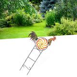 Rooster Wind Spinner Metal Iron Windmill Decorative Cock Wind Sculpture for Outdoor Farm Lawn Yard Patio Garden Ornaments
