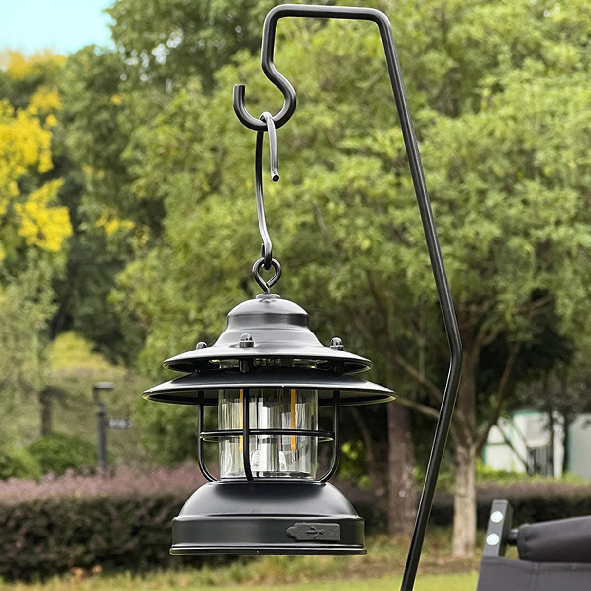 21.1in Camping Lantern Stand with Magnetic Base Wrought Iron Retro Desktop Lantern Stand Pole for Fishing Backpacking