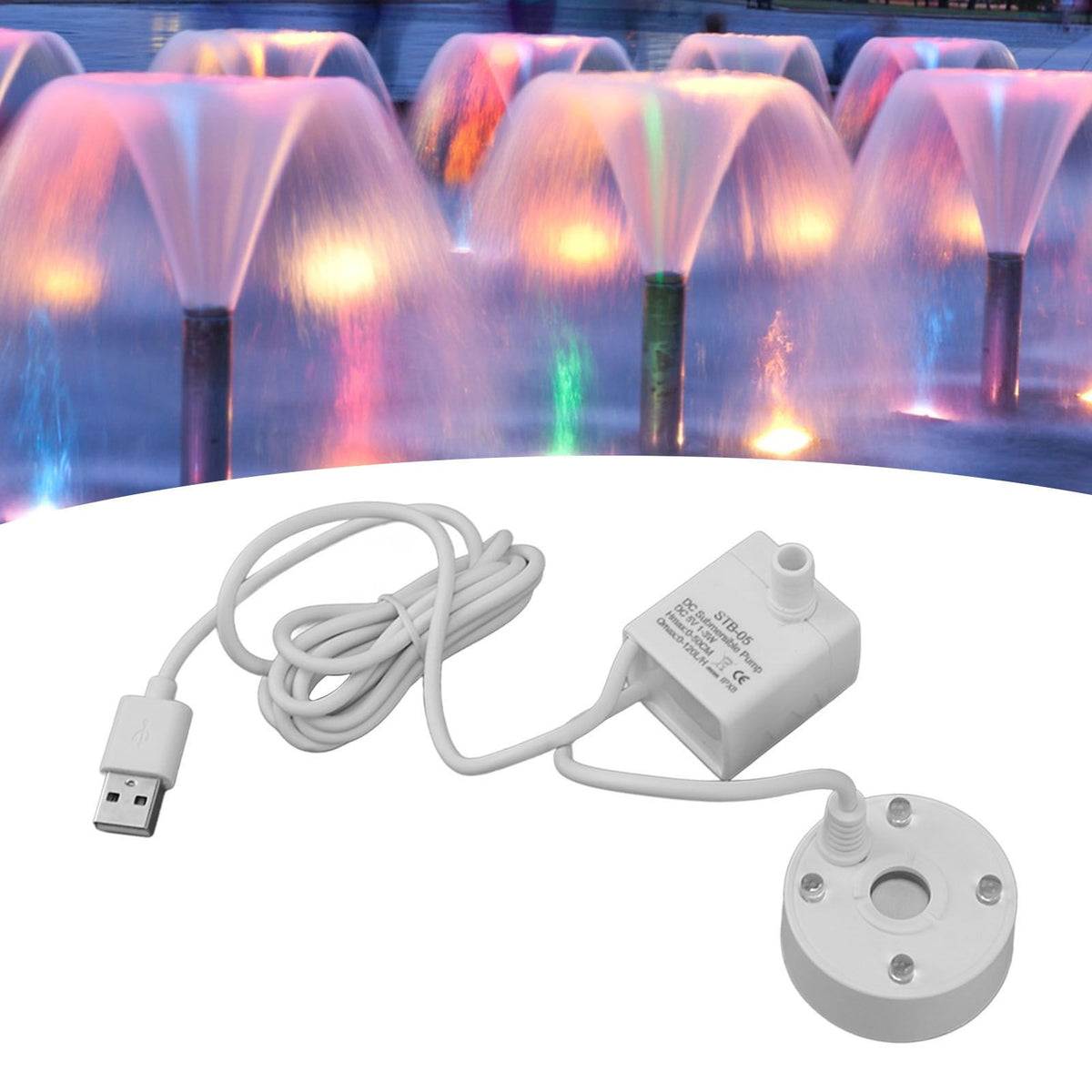 Mist Maker USB Fog Maker with Pump LED Colorful Lighting Fountain Atomizer Humidifier 5V Fog Machine for Pond Garden Office White