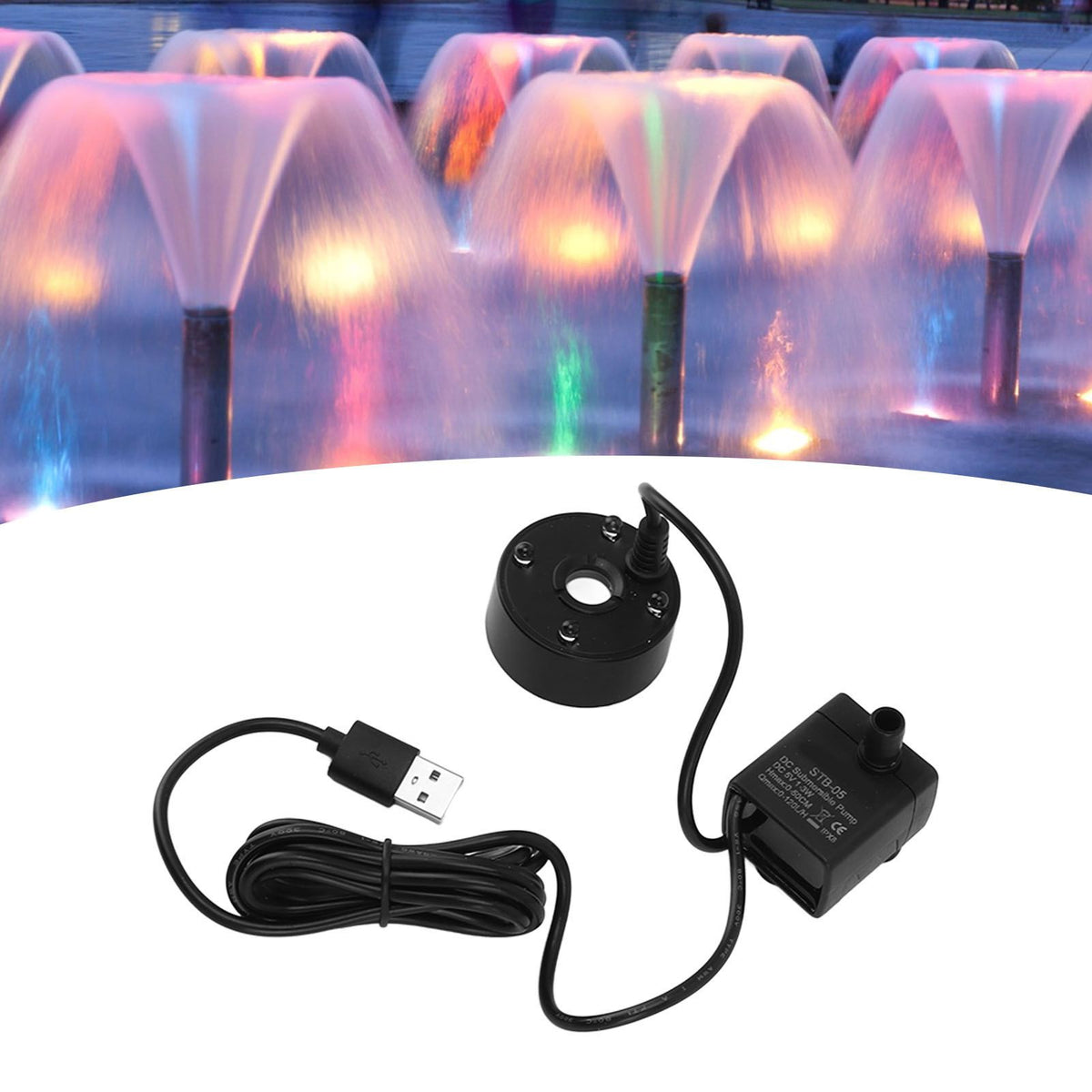 Mist Maker USB Fog Maker with Pump LED Colorful Lighting Fountain Atomizer Humidifier 5V Fog Machine for Pond Garden Office Black