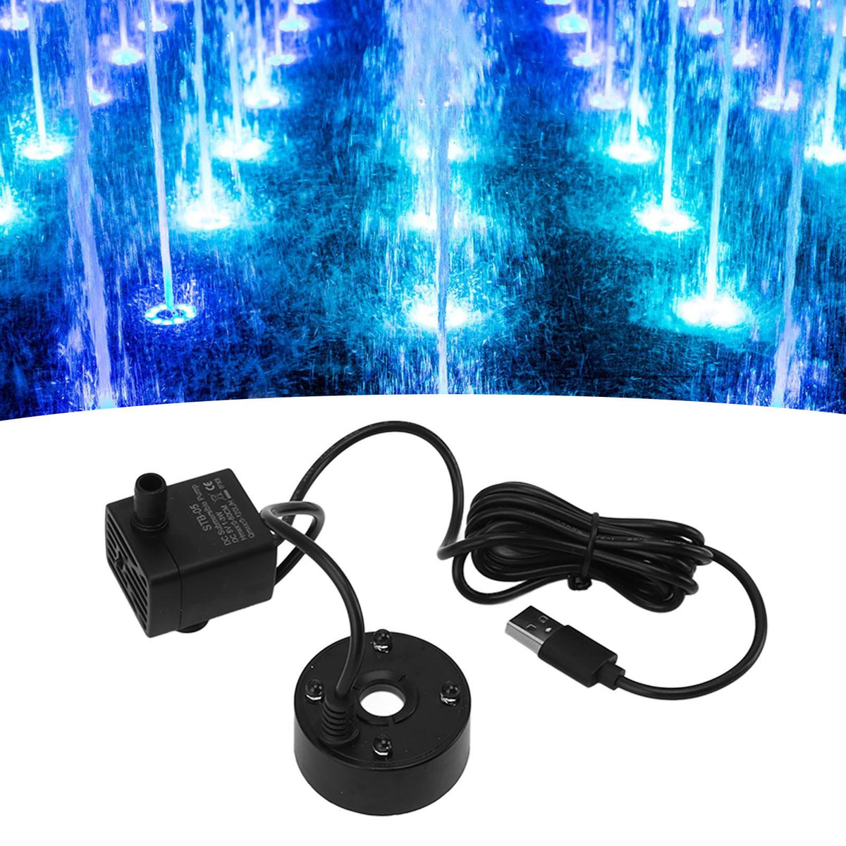 Mist Maker USB Fog Maker with Pump LED Colorful Lighting Fountain Atomizer Humidifier 5V Fog Machine for Pond Garden Office Black