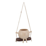 Swing Face Planter Pot Exquisite Lovely Unique Resin Hanging Planter with Rope for Plants Succulent