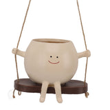 Swing Face Planter Pot Exquisite Lovely Unique Resin Hanging Planter with Rope for Plants Succulent - Low Angle