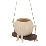 Swing Face Planter Pot Exquisite Lovely Unique Resin Hanging Planter with Rope for Plants Succulent - Extra Image