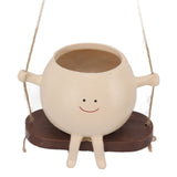 Swing Face Planter Pot Exquisite Lovely Unique Resin Hanging Planter with Rope for Plants Succulent - Extra Image