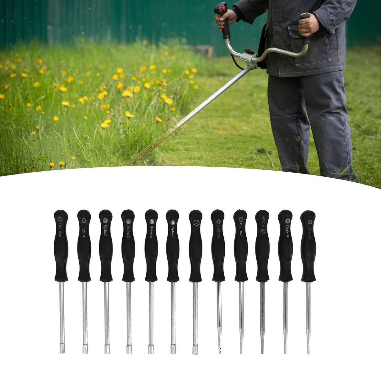 Carburator Adjusting Kit with 12 Screwdrivers 1 String Steel Brush Comfort Grip Carburetor Repair Tools for 2 Cycle Carburetor Engines Trimmer