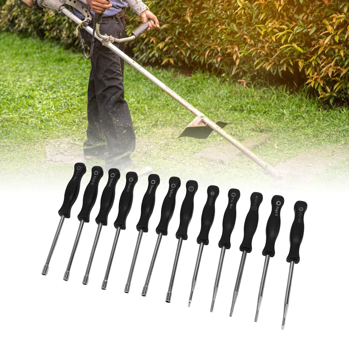 Carburator Adjusting Kit with 12 Screwdrivers 1 String Steel Brush Comfort Grip Carburetor Repair Tools for 2 Cycle Carburetor Engines Trimmer