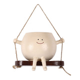 Swing Face Planter Resin Wall Hanging Head Planter Smiling Face Succulent Flower Pot for Indoor Outdoor Decoration