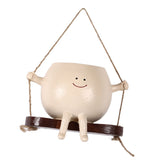Swing Face Planter Resin Wall Hanging Head Planter Smiling Face Succulent Flower Pot for Indoor Outdoor Decoration - Front View