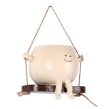 Swing Face Planter Resin Wall Hanging Head Planter Smiling Face Succulent Flower Pot for Indoor Outdoor Decoration - Side View