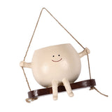 Swing Face Planter Resin Wall Hanging Head Planter Smiling Face Succulent Flower Pot for Indoor Outdoor Decoration