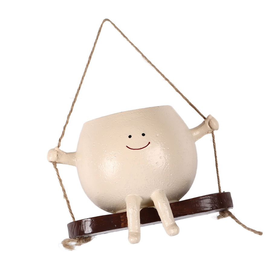 Swing Face Planter Resin Wall Hanging Head Planter Smiling Face Succulent Flower Pot for Indoor Outdoor Decoration