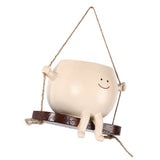 Swing Face Planter Resin Wall Hanging Head Planter Smiling Face Succulent Flower Pot for Indoor Outdoor Decoration