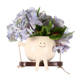Swing Face Planter Resin Wall Hanging Head Planter Smiling Face Succulent Flower Pot for Indoor Outdoor Decoration - Close-Up Angle