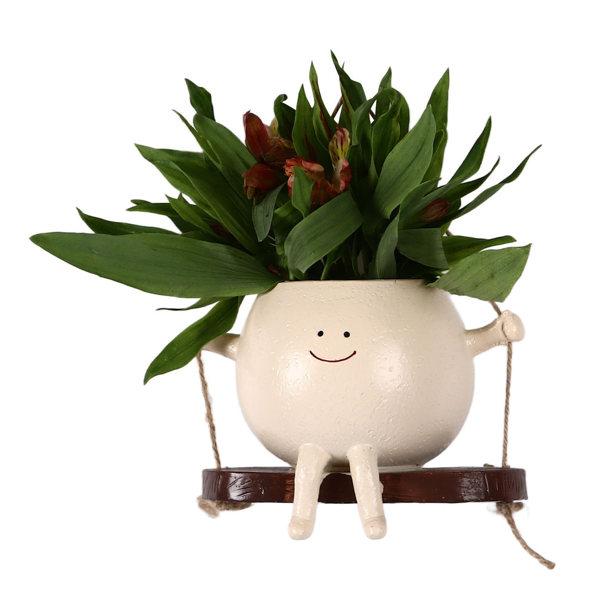 Swing Face Planter Resin Wall Hanging Head Planter Smiling Face Succulent Flower Pot for Indoor Outdoor Decoration