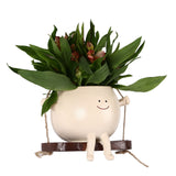 Swing Face Planter Resin Wall Hanging Head Planter Smiling Face Succulent Flower Pot for Indoor Outdoor Decoration